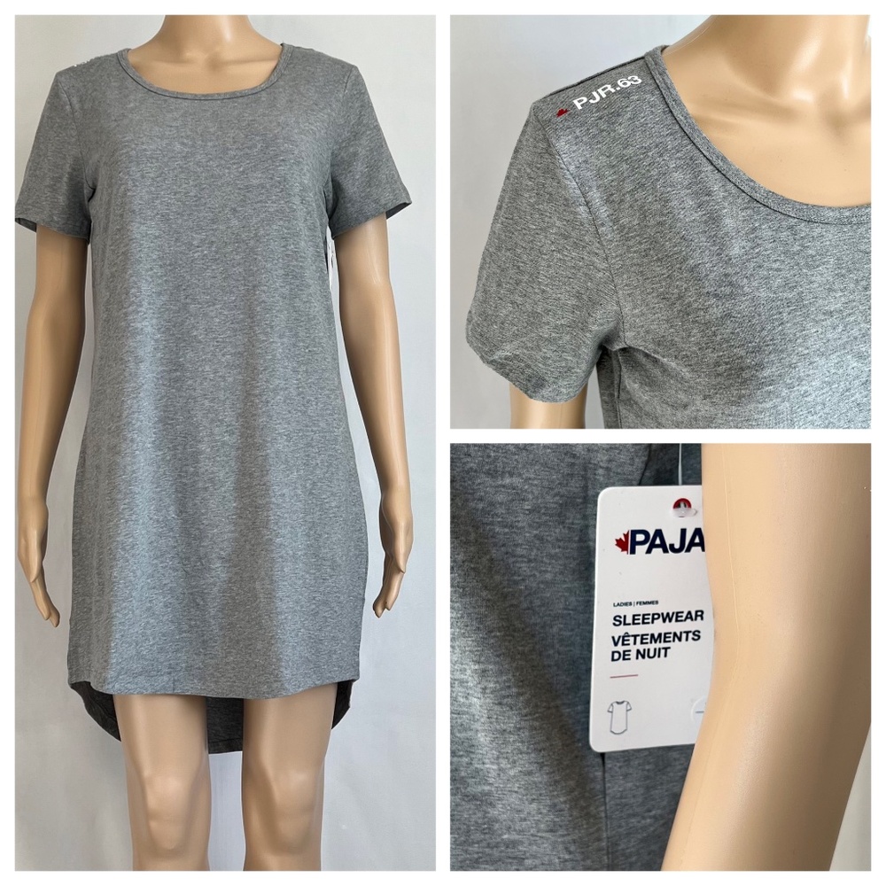 NWT Pajar Canada Grey Short Sleeve Sleepwear / Nightgown Tunic Tee Lounge Shirt